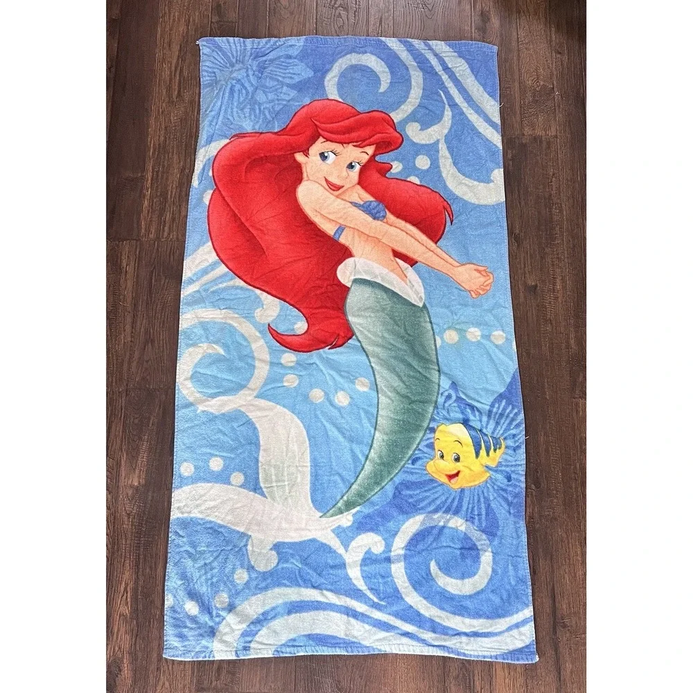 Y2K The Disney Store 90s‎ Ariel Flounder Cotton Beach Towel The little Mermaid